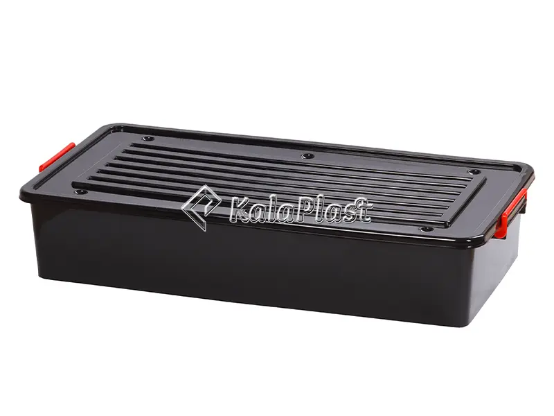 صندوق پلاستیکی چرخ‌دار زیرتختی تاپکو کد ۲۰۳ مشکی