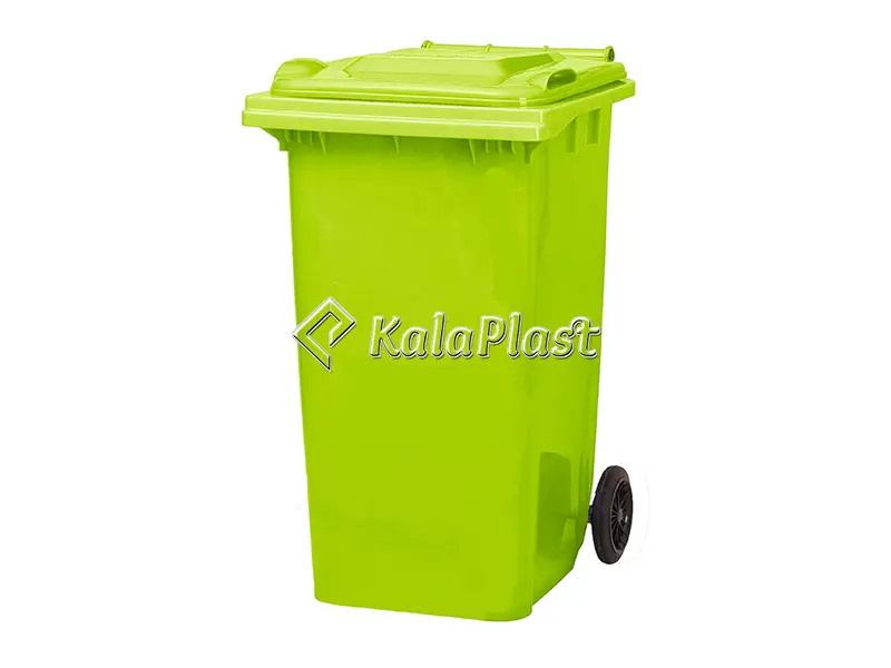 سطل زباله پلاستیکی ۲۴۰ لیتری چرخ‌دار درب‌دار سبلان