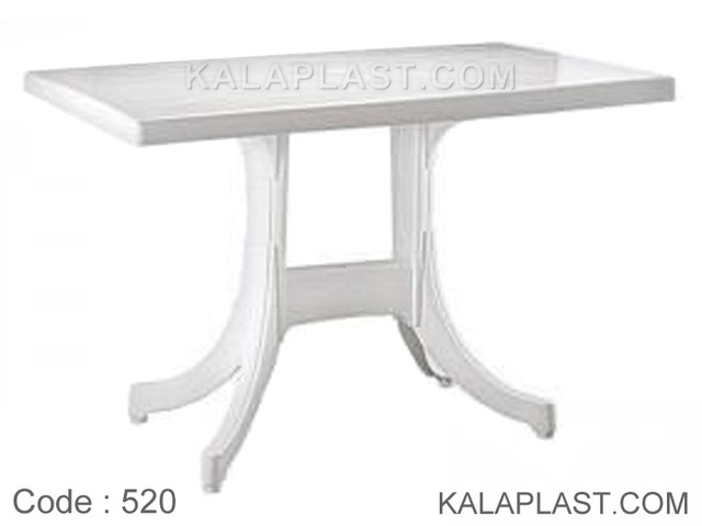 میز 6 نفره مستطیل پایه هلالی پلاستیکی کد 520