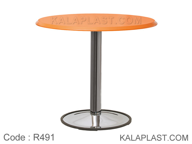 میز 4 نفره دایره با صفحه PVC و پایه بشقابی کروم کد R491