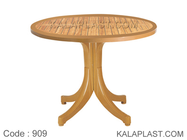 میز 4 نفره گرد پلاستیکی طرح چوب کد 909