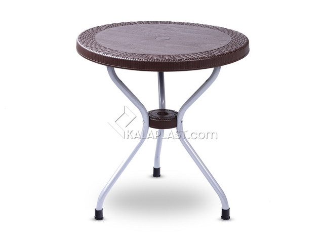 میز 2 نفره گرد طرح حصیری پایه فلزی کد 422