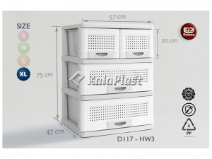 فایل 3طبقه با کشوهای پهن دل آسا D117-HW3