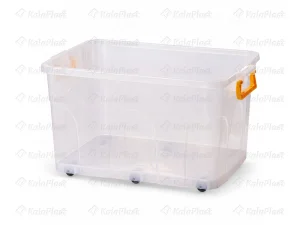 صندوق چرخدار شفاف سوپر سایز صنعت بدون درپوش، نمای سه‌رخ