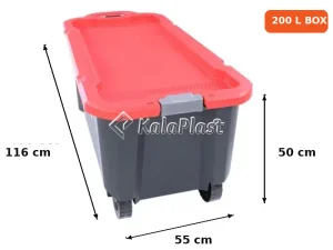 صندوق پلاستیکی چرخ‌دار دقت ۲۰۰ لیتری فرودگاهی