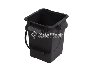 صندوق دسته‌دار ۲۰ لیتری مشکی بدون درب، نمای سه‌رخ از دهانه باز و دسته