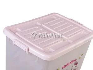نمای نزدیک درب صورتی شیاردار صندوق چرخدار طرح هلو کیتی کد ۲۰۹
