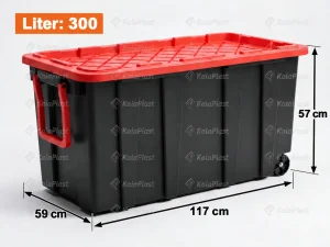 صندوق پلاستیکی چرخ‌دار دقت ۳۰۰ لیتری سوپرسایز