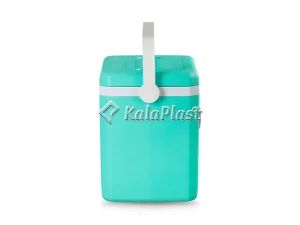 یخدان کولاک ۲۵ لیتری فیروزه‌ای، نمای سه‌رخ بدنه پشتی با درپوش بسته