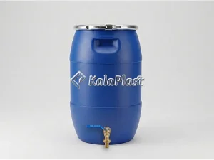 بشکه پلاستیکی ۶۰ لیتری ضخیم کیان با رینگ فلزی و شیر فلزی