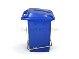 سطل پدالدار ۴۰ لیتری سبلان به رنگ آبی، نمای مایل با در بسته و پدال فلزی
