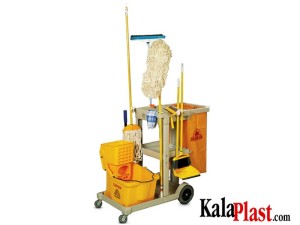 ترالی نظافت پلاستیکی (PVC) سه طبقه