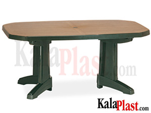 میز 8 نفره نیم بیضی پلاستیکی طرح چوب کد 913