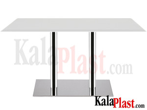 میز 6 نفره صفحه PVC پایه چدنی ورق استیل دوبل کد S493