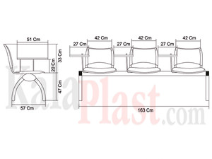 نیمکت آموزشی سه نفره اسمارت با تشک کد P823S