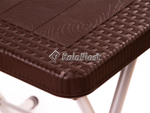 میز 6 نفره مستطیل طرح حصیری تاشو با پایه فلزی کد 521