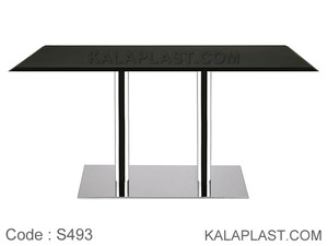 میز 6 نفره صفحه PVC پایه چدنی ورق استیل دوبل کد S493 (طول 140)