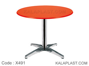 میز 4 نفره دایره با صفحه PVC و پایه چهارپر دایکاست کد X491