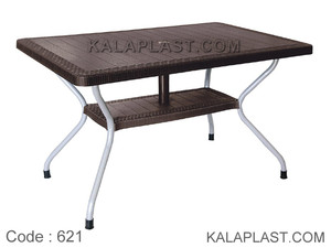 میز 6 نفره مستطیل طرح حصیری با پایه فلزی کد 621