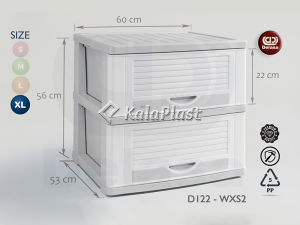 فایل 2 طبقه پهن طوسی روشن دل آسا D122_wx s2