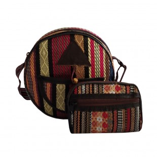 کیف زنانه طرح سنتی مدل SH1041 مجموعه 2 عددی
