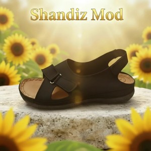 صندل زنانه پشت کشی طرح چسبی رنگ مشکی کد 7185875