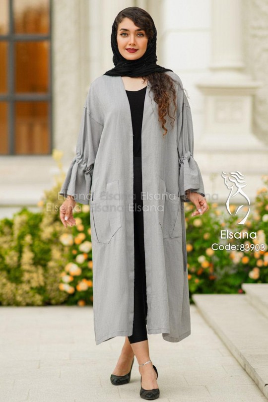 مانتو مدل حریر طوسی