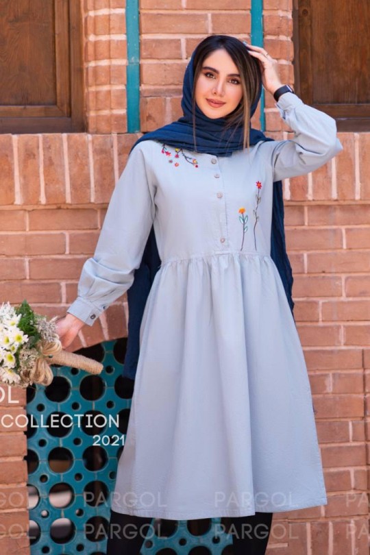 مانتو مدل حنا آبی روشن