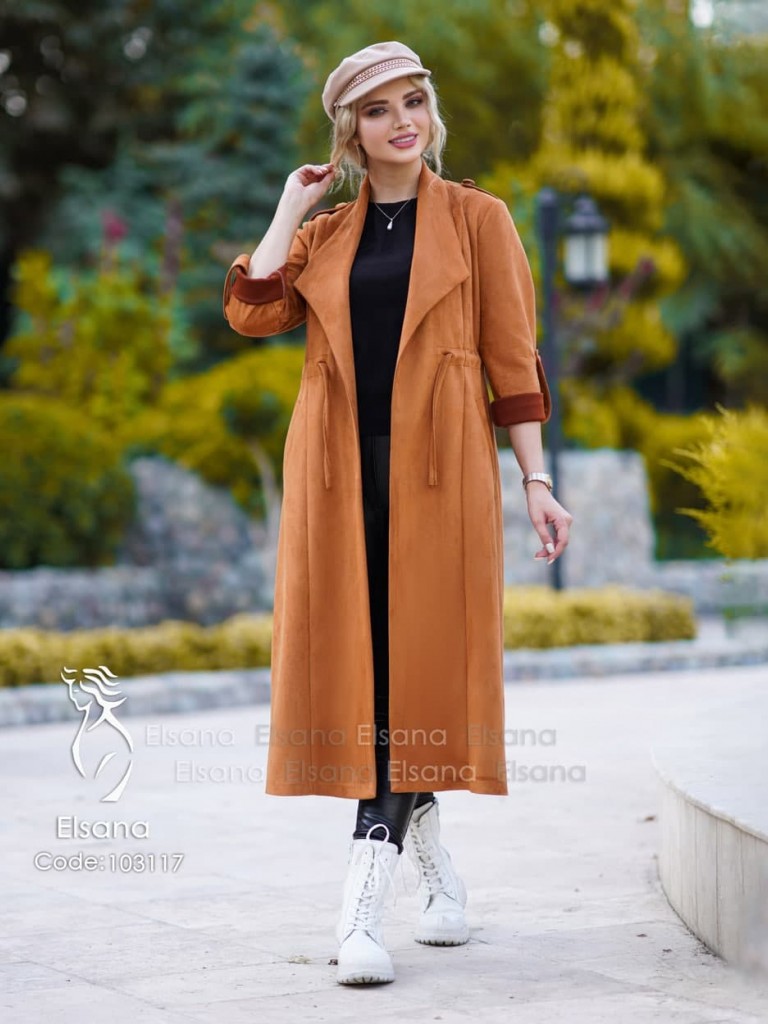 مانتو پاییزه مدل پرینا آجری