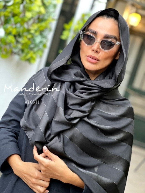 شال مشکی ساتن نخ کلاسیک