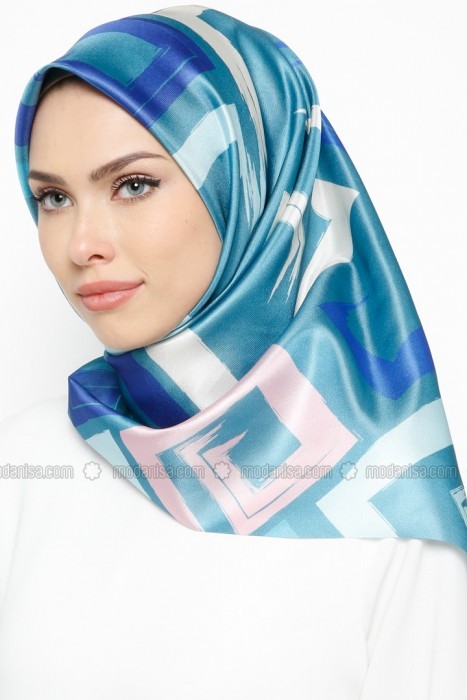 روسری ساتن آبی