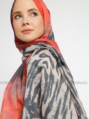 شال طرحدار نارنجی