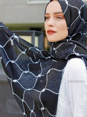 شال طرحدار مشکی