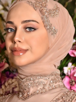 لباس عقد ساتن نگینی کرمی