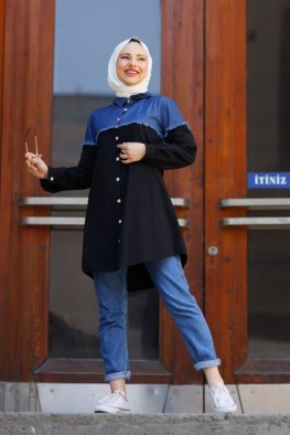 مانتو جین دو رنگ کد 3815597