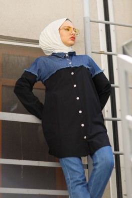 مانتو جین دو رنگ کد 3815597