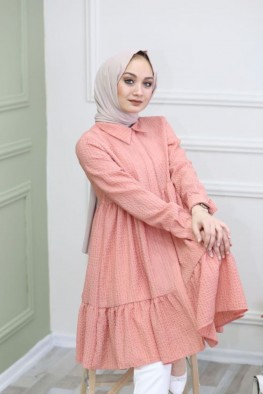 مانتو چین دار صورتی کد 3816198