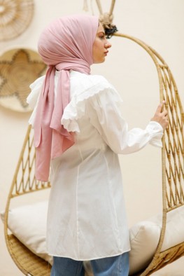 مانتو آستین چین دار سفید کد 3816263