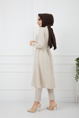 مانتو ساده کرم کد 3816948
