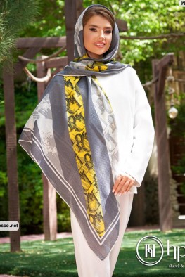 روسری نخی سوزنی دست دوز زرد