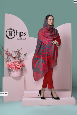 شال نخی حصیری ریشه دار قرمز نوک مدادی