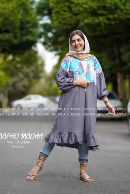 مانتو مدل مزونی آوات طوسی