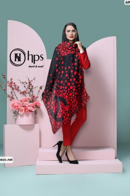 شال نخی حصیری ریشه دار قرمز مشکی