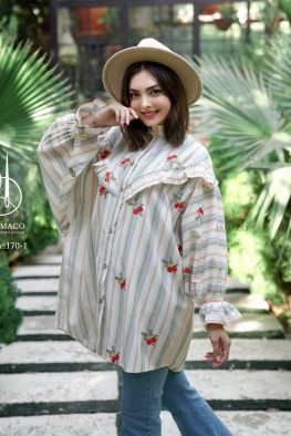 مانتو مدل گلنوش طوسی نارنجی