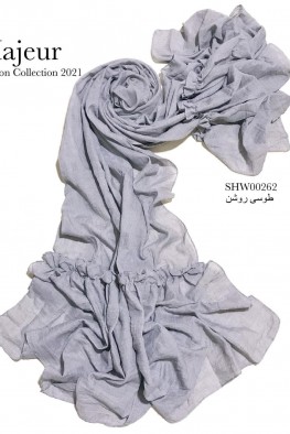 شال ساده حاشیه دامنی طوسی روشن