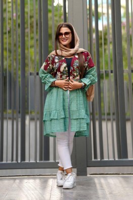 مانتو عروسکی طرحدار سبز