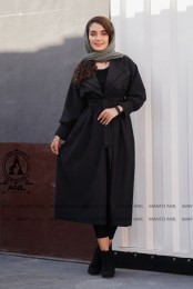 مانتو پاییزه مدل ماکسی دو یقه مشکی