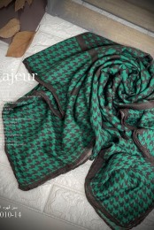 روسری نخی پاییزه طرح هرمس پیچازی سبز قهوه ای