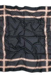 روسری نخی پاییزه طرح گوچی مشکی کرم