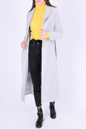 پالتو ترک ساده کمردار طوسی